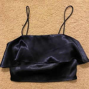 Silence and noise navy satin crop top from UO